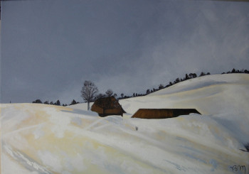 Œuvre contemporaine nommée « L'Emeindras sous la neige », Réalisée par BONNEAU-MARRON