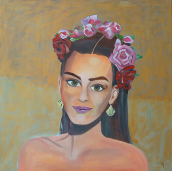 Œuvre contemporaine nommée « La jeune femme aux fleurs », Réalisée par BONNEAU-MARRON