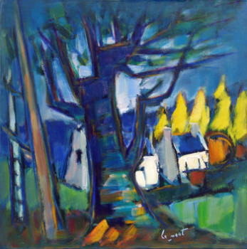 Œuvre contemporaine nommée « L'arbre bleu », Réalisée par ALAIN LE NOST