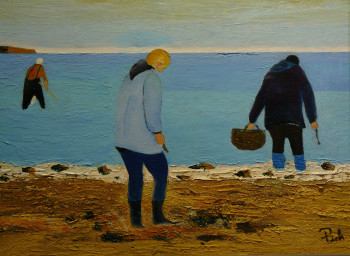 Œuvre contemporaine nommée « Les pêcheuses à pied », Réalisée par PICH