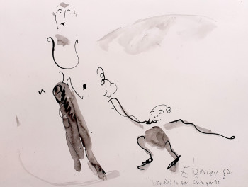 Œuvre contemporaine nommée « Danglès et son chimpanzé 2 », Réalisée par ERIK CHARRIER