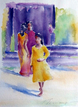 Œuvre contemporaine nommée « Fillette à Srirangam », Réalisée par LECAMPION FRANçOISE