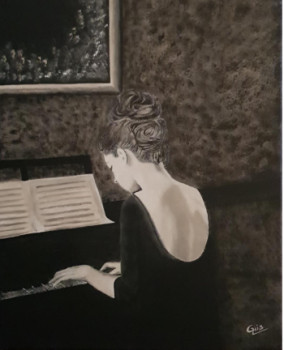 Œuvre contemporaine nommée « LA LECON DE PIANO », Réalisée par GHISLAINE LECA