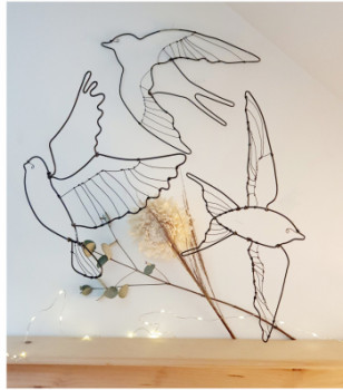 Œuvre contemporaine nommée « Vol d'oiseaux », Réalisée par LYDIA CLAIN