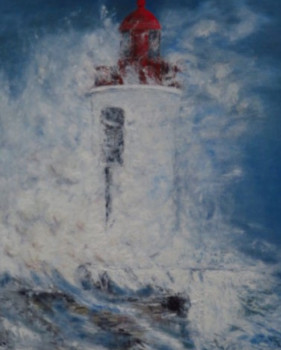 Œuvre contemporaine nommée « tempête en mer », Réalisée par BRIGITTE PERNOT