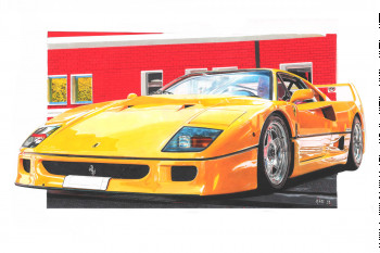 Œuvre contemporaine nommée « Ferrari F40 », Réalisée par MARS.DRAWINGS59