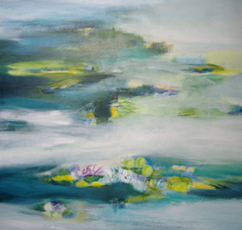 Œuvre contemporaine nommée « Voile vert d'eau », Réalisée par VIVIANE DE BARBA