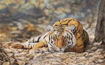 Œuvre contemporaine nommée « Tigre royal de Bengales des bois », Réalisée par JULIAN WHEAT