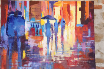Œuvre contemporaine nommée « Une ville sous la pluie », Réalisée par ISABELLE TEROITIN