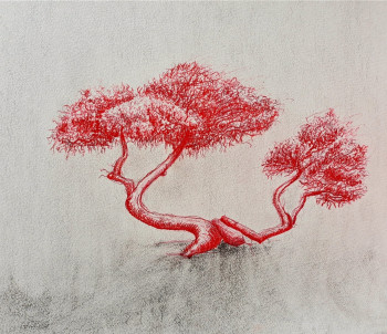 Œuvre contemporaine nommée « Pinus Pinea rouge », Réalisée par GIER