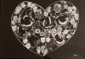 Œuvre contemporaine nommée « coeur fruits », Réalisée par ZABOUGNE