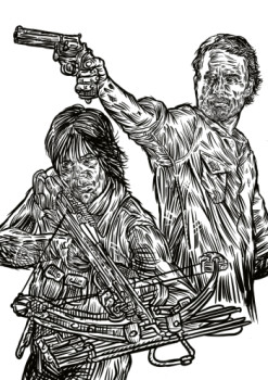 Œuvre contemporaine nommée « Daryl et Rick Walking dead », Réalisée par ERIC ERIC