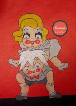 Œuvre contemporaine nommée « Andy Warhol et Marilyn Monroe vintage Toons Campbell’s tomato soup », Réalisée par ERIC ERIC