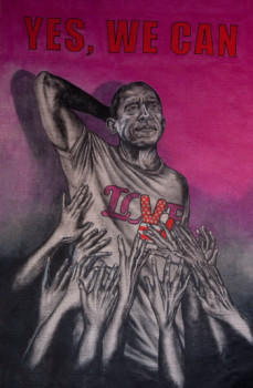 Œuvre contemporaine nommée « Sexy Obama Yes we can », Réalisée par ERIC ERIC