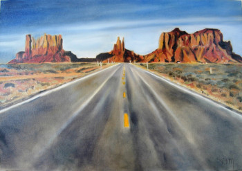 Œuvre contemporaine nommée « Route dans Monument Valley, Etats-Unis », Réalisée par BONNEAU-MARRON
