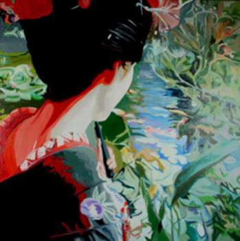 Œuvre contemporaine nommée « geisha rouge 2 », Réalisée par CLOTILDE NADEL